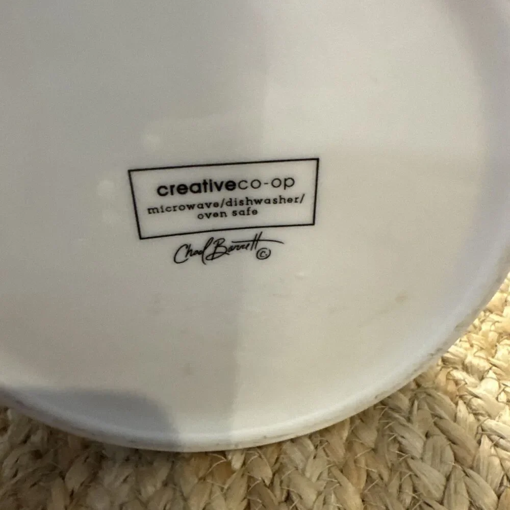 Creative Co-op Stoneware Canister White Blue And White Floral  EUC
